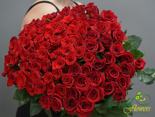 101 Trandafiri roșii olandezi 60-70 cm (la comanda, 5 zile) foto